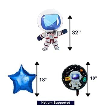 Space Birthday Party Decorations Kit, Astronaut Theme Balloon Garland with Happy Birthday Banner, Foil Balloons, Standing Cutout