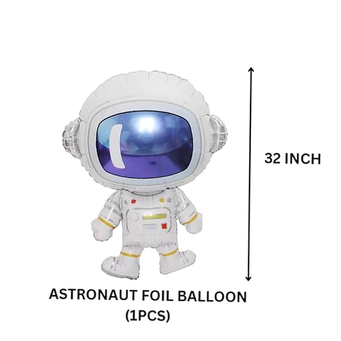 Astronaut Space Theme 7th Birthday Decoration Combo – 50 Pcs | Balloon Kit with Navy, White & Silver Balloons, Space Balloons, Birth day Banner, Silver Backdrop | Kids Boys Galaxy Birthday