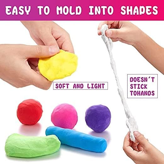 GROOVYDUDZ (Pack of 12) Air Dry Clay, Colorful Children Soft Clay, Creative Art Crafts, Gifts for Kids-Multi Color. Non-Toxic Modeling Magic Fluffy Foam Bouncing Clay Putty Kit for Kids with Tools