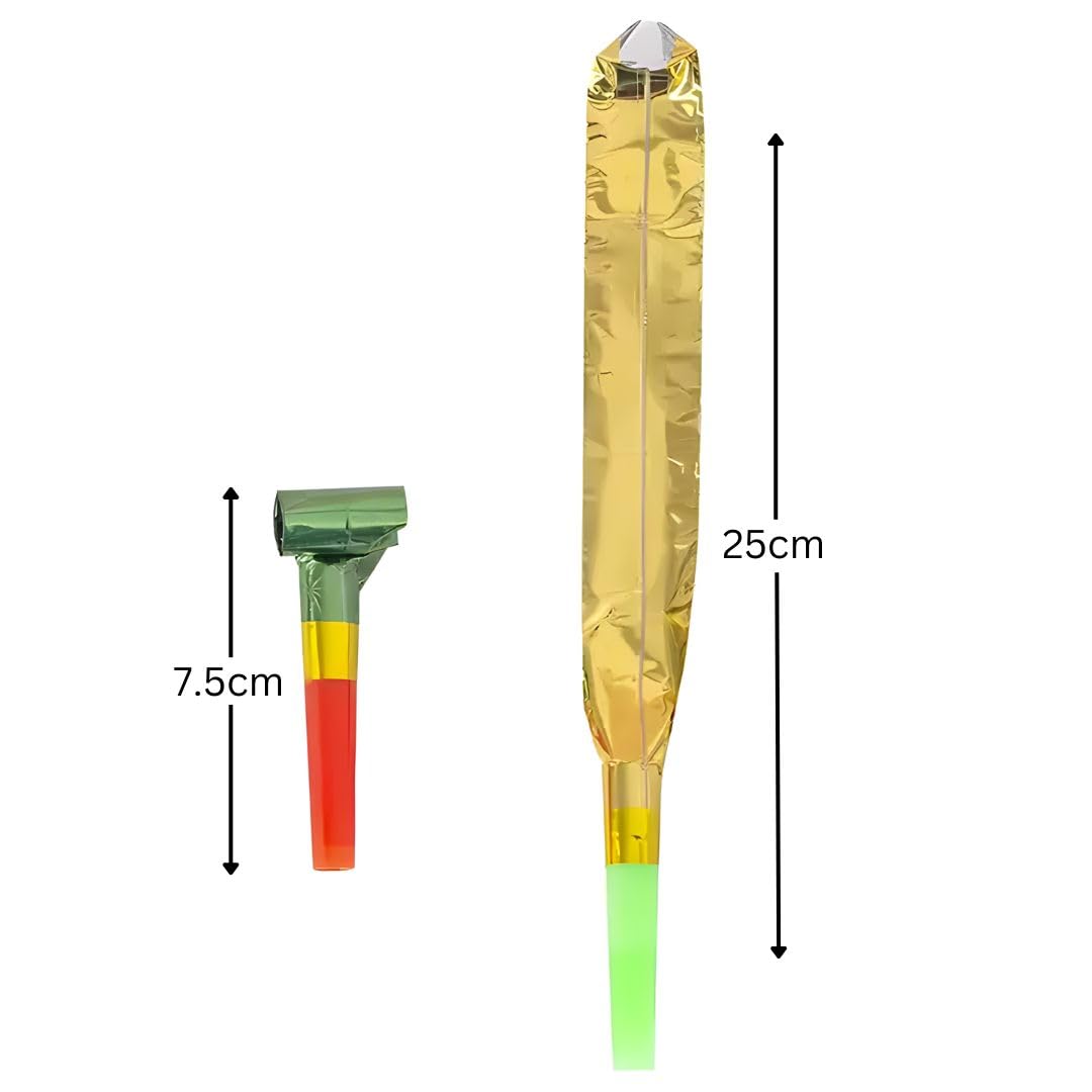 GROOVYDUDZ Rubber Party Horns Noisemakers | 20 Pcs Multicolour Blow Outs & Whistles Toys for Kids Birthday Parties, Celebrations, Events & Fun Party Favors | Safe, Durable & Exciting Party Accessories