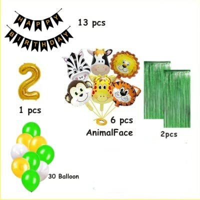Birthday Decoration Items For Boys -40Pcs Jungle Theme Decoration - Birthday Party Decorations,2nd Birthday Decorations kit for Boys 2nd birthday/Baby Birthday Decoration Items kit 1 Year