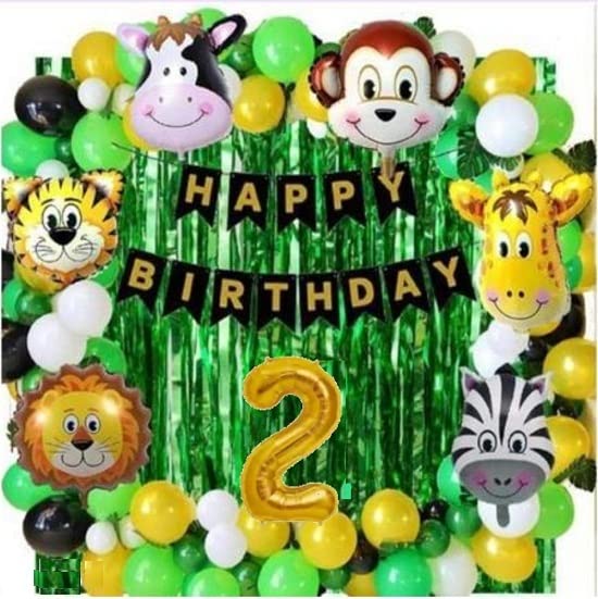 Birthday Decoration Items For Boys -40Pcs Jungle Theme Decoration - Birthday Party Decorations,2nd Birthday Decorations kit for Boys 2nd birthday/Baby Birthday Decoration Items kit 1 Year