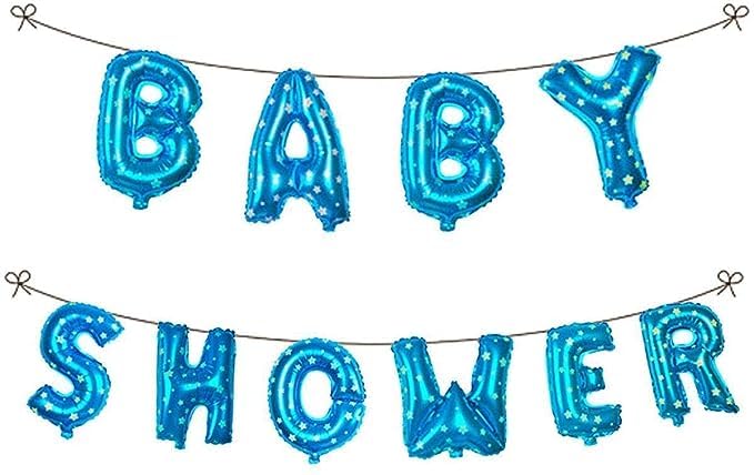 DUDZ Baby Shower Blue Combo Decorations Set-50Pcs Baby Shower Balloon, Latex, glue dot, Baby with for Maternity, Pregnancy Photoshoot Material Items Supplies