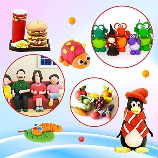 GROOVYDUDZ (Pack of 12) Air Dry Clay, Colorful Children Soft Clay, Creative Art Crafts, Gifts for Kids-Multi Color. Non-Toxic Modeling Magic Fluffy Foam Bouncing Clay Putty Kit for Kids with Tools