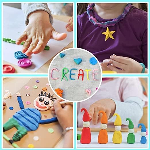 GROOVYDUDZ (Pack of 12) Air Dry Clay, Colorful Children Soft Clay, Creative Art Crafts, Gifts for Kids-Multi Color. Non-Toxic Modeling Magic Fluffy Foam Bouncing Clay Putty Kit for Kids with Tools