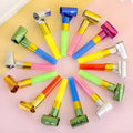 GROOVYDUDZ Rubber Party Horns Noisemakers | 20 Pcs Multicolour Blow Outs & Whistles Toys for Kids Birthday Parties, Celebrations, Events & Fun Party Favors | Safe, Durable & Exciting Party Accessories