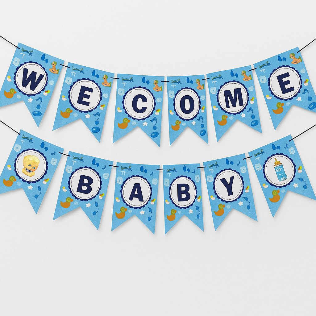 Welcome Decoration Kit For Home 54Pcs Foil Baloons Foot Bottle Shape Baloons For Kids Birthday Party New Born Theme Decoration Kit, Blue