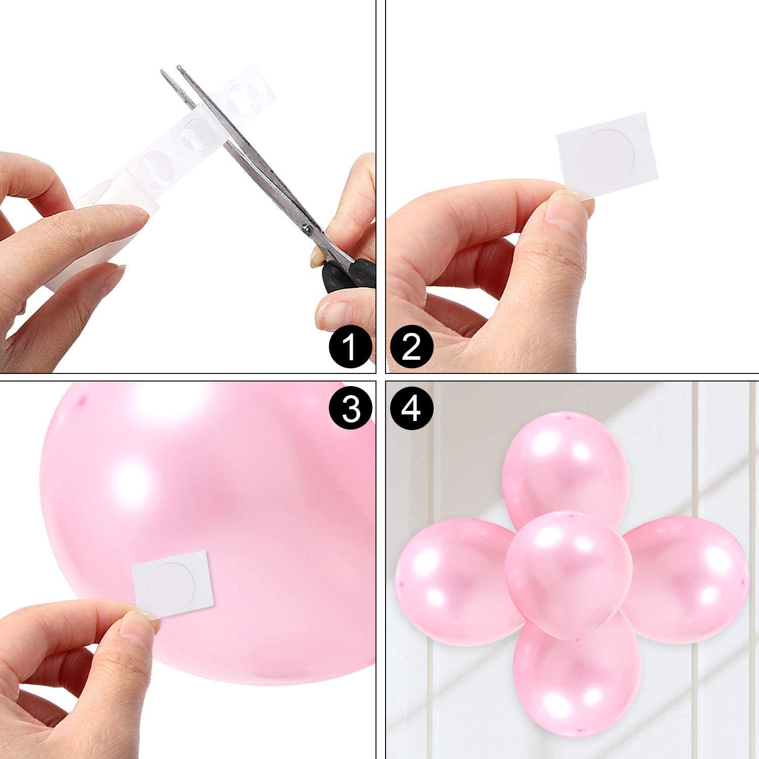 Balloon Hand Pump Flower Clips Ribbon Curling Ribbon and Glue Dot Tape Combo of 12 Pcs(multicolour),material-Plastic