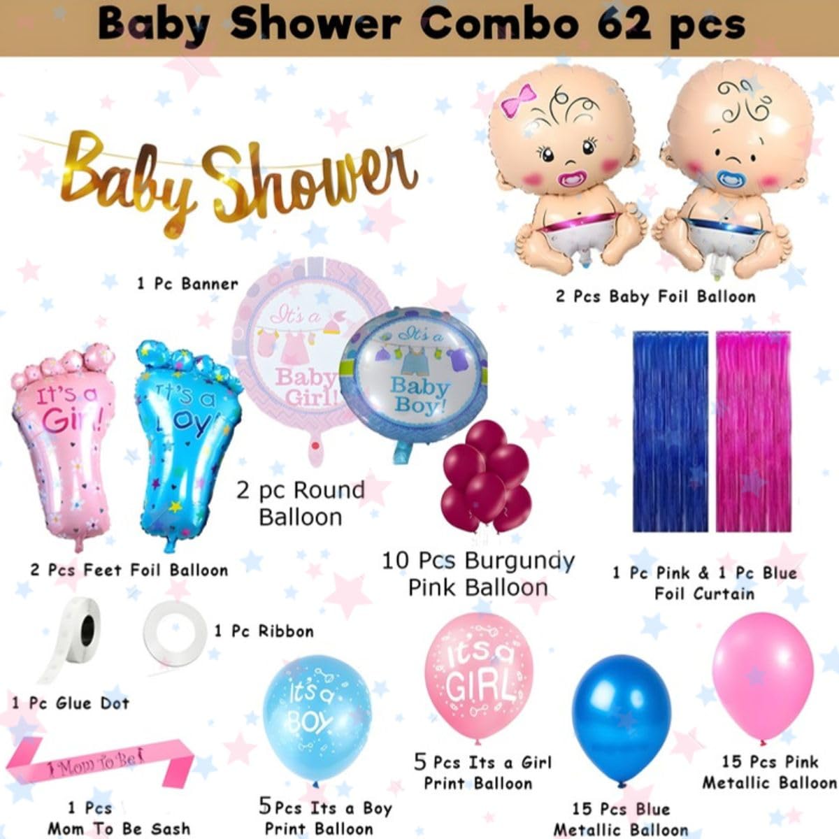 Mom To Be Decoration Items Set-62 Pcs Mom To Be Party Decoration Items with Pastel peach Balloon,Pram Balloon Mom To Be theme Party Decoration Items