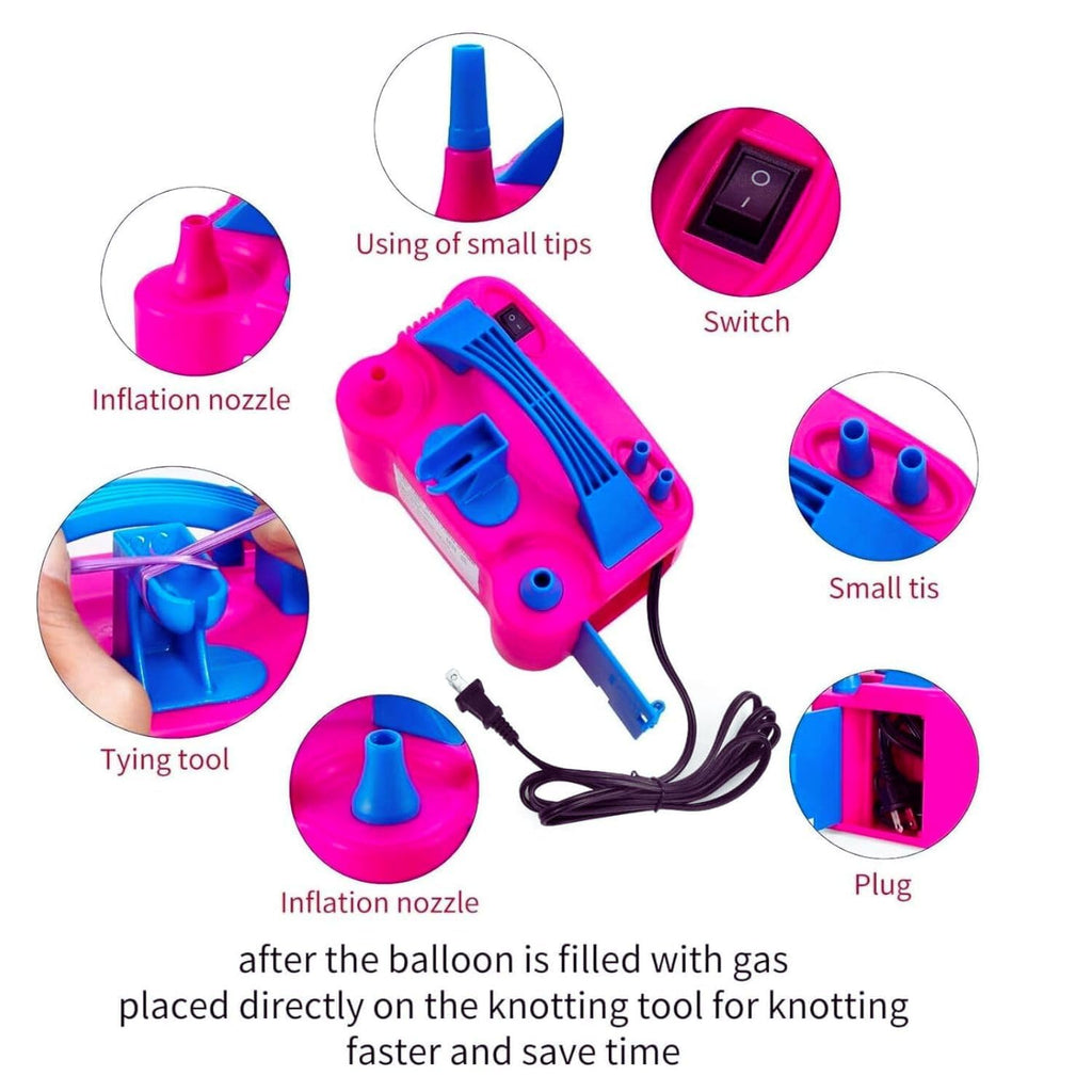 GROOVYDUDZ 220V 600W Dual Nozzle Electric Air Balloon Pump Machine - Pack of 1 Balloon Pump Machine | Balloon Blower Machine | Balloon Pumper | Balloon Inflator Pump Electric (Pink)
