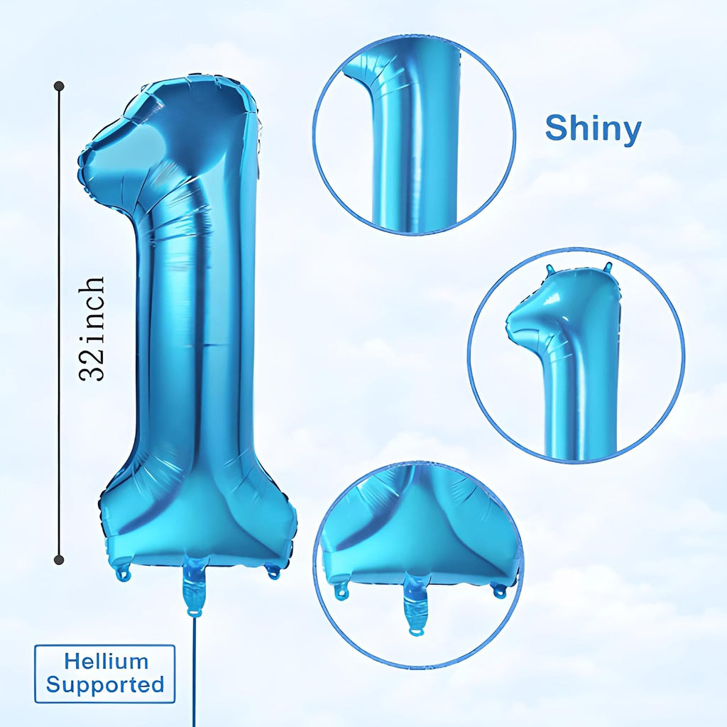 1st Birthday Balloons for Boys Set of 5 Pcs | First Birthday Decoration for Baby Boy | 1st Birthday Foil Balloon | Prince Theme 1st Birthday Decorations Items