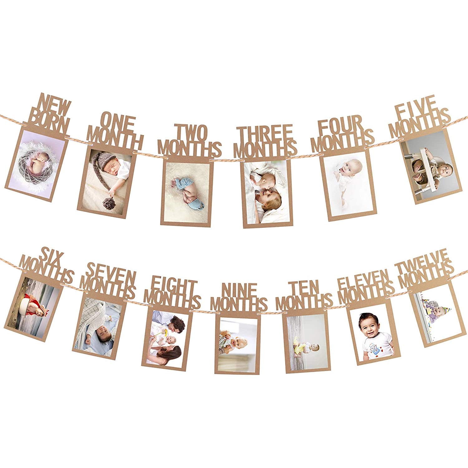 GROOVYDUZ 1-12 Month Photo Frame Banner - Set of 1 Photo Banner for First Birthday(Cardstock) | Baby Photo Frame 0 to 12 Months | New Born 0 to 12 Month Photo Frame | Bday Photo Banner 1st Birthday