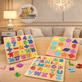 GROOVYDUDZ Wooden 3-in-1 Learning Puzzle for Toddlers 1-3 Years – ABC Alphabet, Numbers & Shapes Board | Educational Preschool Toy | Early Brain Development Gift for Boys & Girls