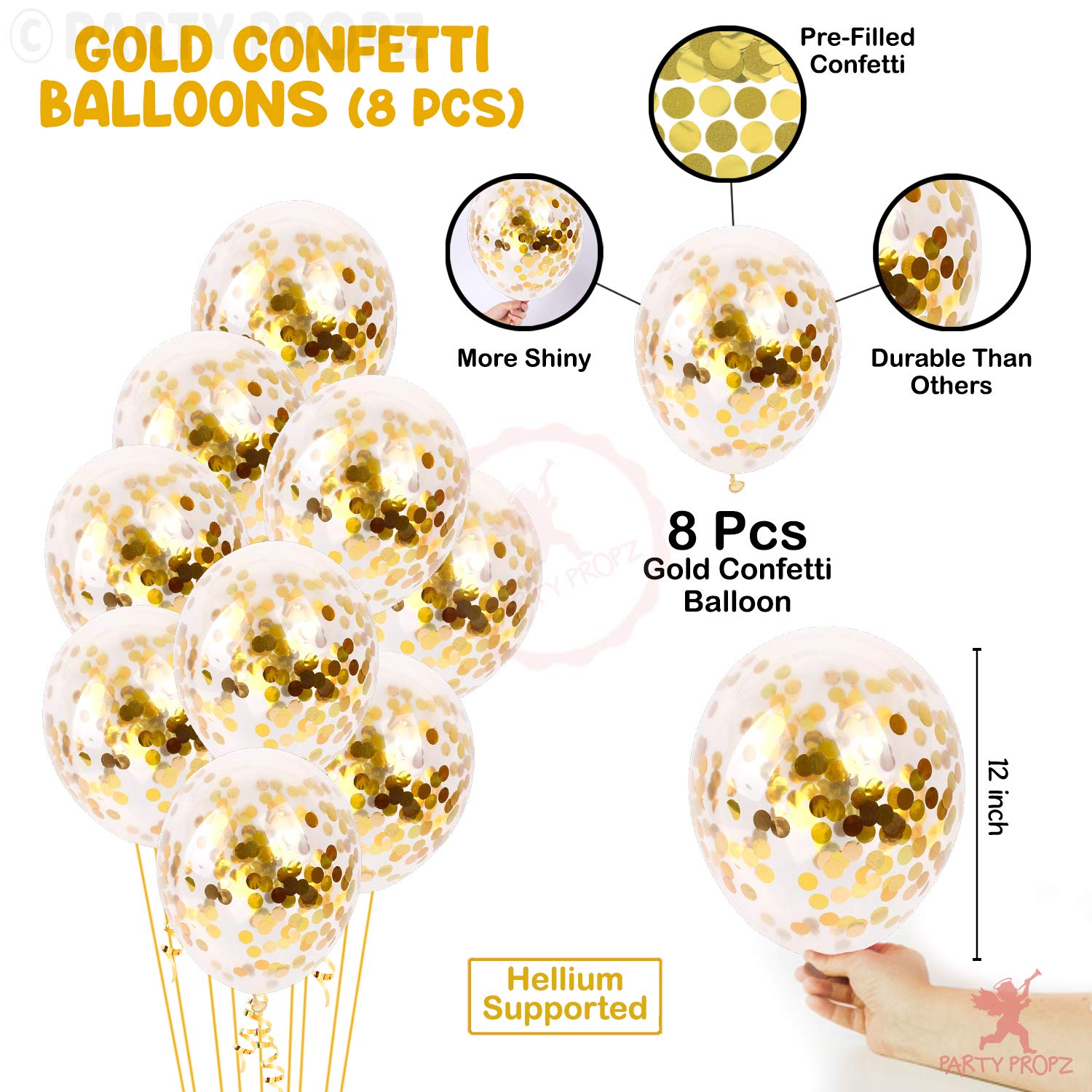 GROOVYDUDZ Golden Happy Birthday Banner - 9 Pcs Birthday Decorations Kit With Golden Confetti Balloons For Decoration | Bday Decors Items for Wife | Birthday Decorations for Husband