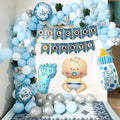 Welcome Decoration Kit For Home 54Pcs Foil Baloons Foot Bottle Shape Baloons For Kids Birthday Party New Born Theme Decoration Kit, Blue