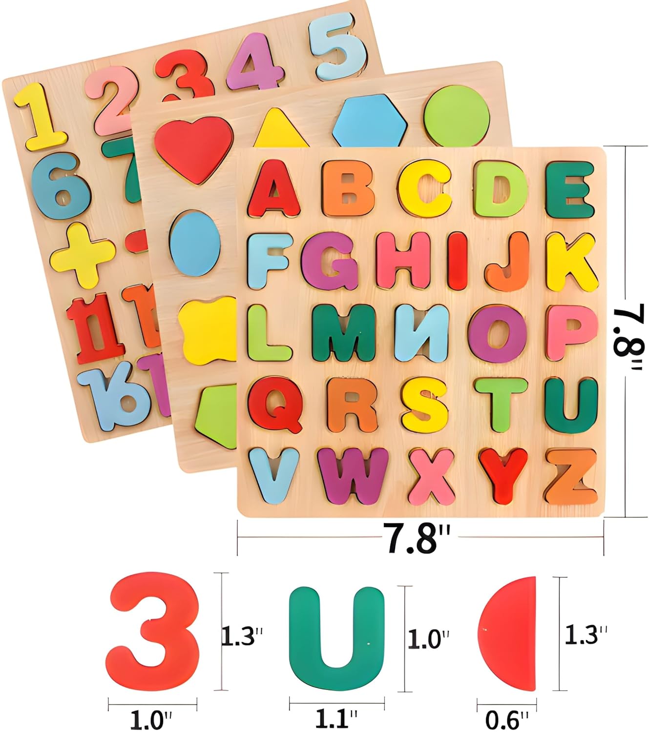 GROOVYDUDZ Wooden 3-in-1 Learning Puzzle for Toddlers 1-3 Years – ABC Alphabet, Numbers & Shapes Board | Educational Preschool Toy | Early Brain Development Gift for Boys & Girls