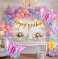 Butterfly Theme 8th Birthday Decoration Set with Happy Birthday Banner, Pastel Balloons, Butterfly Design Balloons & Arch Accessories – Girls Birthday Party Decor