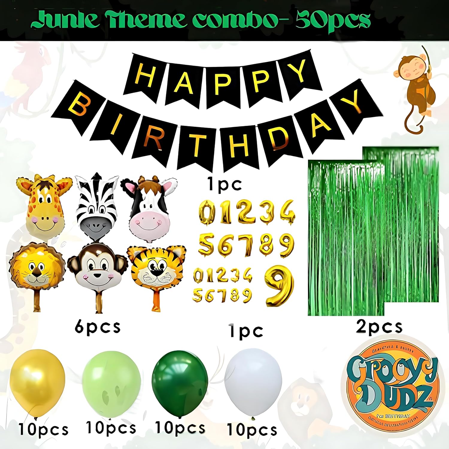 Jungle Theme 2nd Birth day Decorations for Boys – 50 Pcs Baby Boy Birth day Decoration Kit with Balloons, Banner, Party Supplies & Decoration Items for 2 Year Old