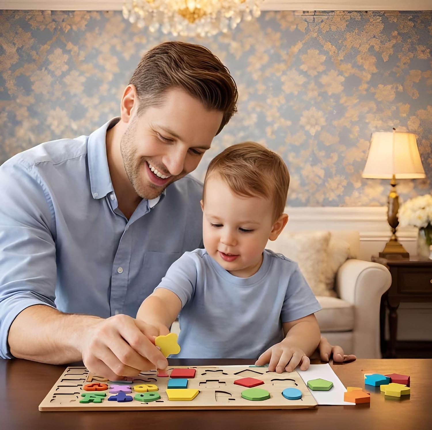 GROOVYDUDZ Wooden 3-in-1 Learning Puzzle for Toddlers 1-3 Years – ABC Alphabet, Numbers & Shapes Board | Educational Preschool Toy | Early Brain Development Gift for Boys & Girls
