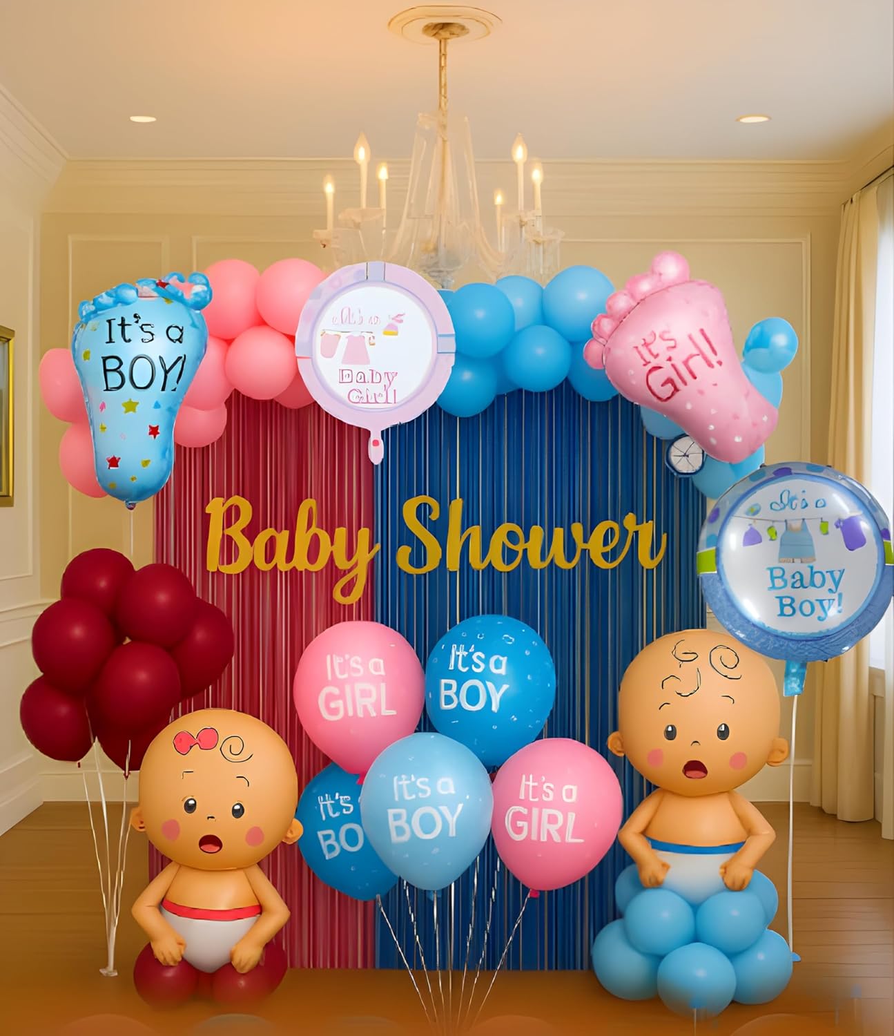 Mom To Be Decoration Items Set-62 Pcs Mom To Be Party Decoration Items with Pastel peach Balloon,Pram Balloon Mom To Be theme Party Decoration Items