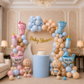 GroovyDuz Baby Shower Decoration Combo Set (47 Pieces) | Baby Shower Party Decoration Kit with Baby Shower Banner, Baby Theme Foil Balloons, Pastel Balloons, Mom-to-Be Sash, Balloon Arch Strip & Glue for Baby Welcome Celebration